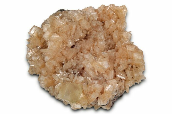 Gemmy Calcite Crystals on Peach Stilbite - India - India #342968